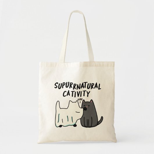 Su-purr-natuurlijke activiteit Funny Cat Pun Tote Bag (Voorkant)
