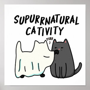 Su-purr-natuurlijke activiteit Grappige katten gra Poster