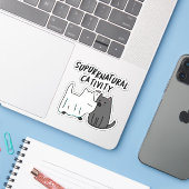 Su-purr-natuurlijke activiteit Grappige katten gra Sticker (Laptop met iPhone)
