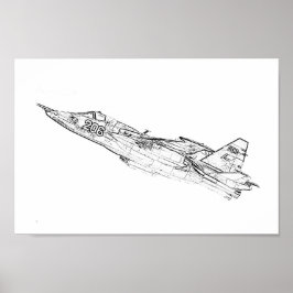 SU Sovjet Frogfoot Plane Sketch Poster