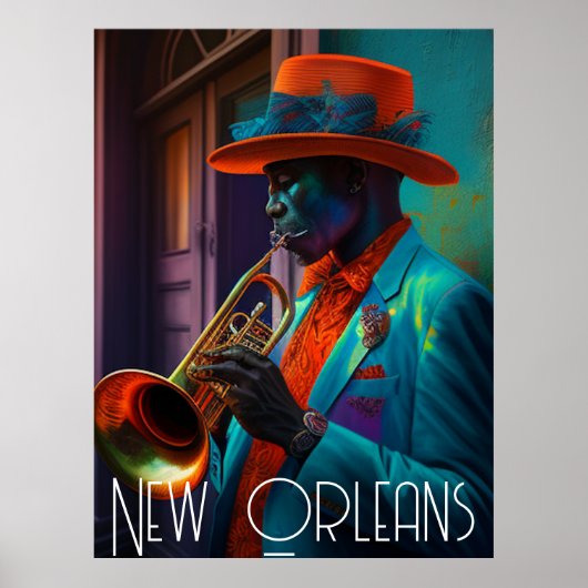Suave New Orleans Jazz Trumpet Player Nola Poster (Voorkant)