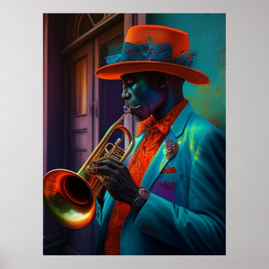 Suave New Orleans Jazz Trumpet Player Poster (Voorkant)