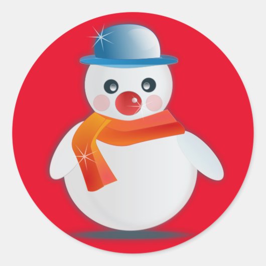 Suave Snowman Ronde Sticker (Voorkant)