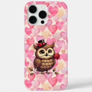 suave Uil met kleurrijke harten Valentijnsdag iPhone 16 Pro Max Hoesje