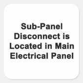 Sub-Panel Disconnect Located in Main Panel sticker (Voorkant)
