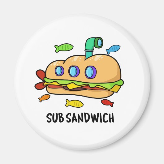 Sub Sandwich Funny Food Pun Magneet (Voorkant)