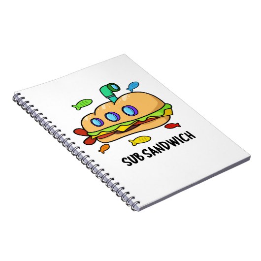Sub Sandwich Funny Food Pun Notitieboek (Rechterzijde)