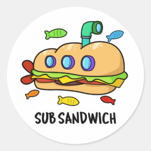 Sub Sandwich Funny Food Pun Ronde Sticker