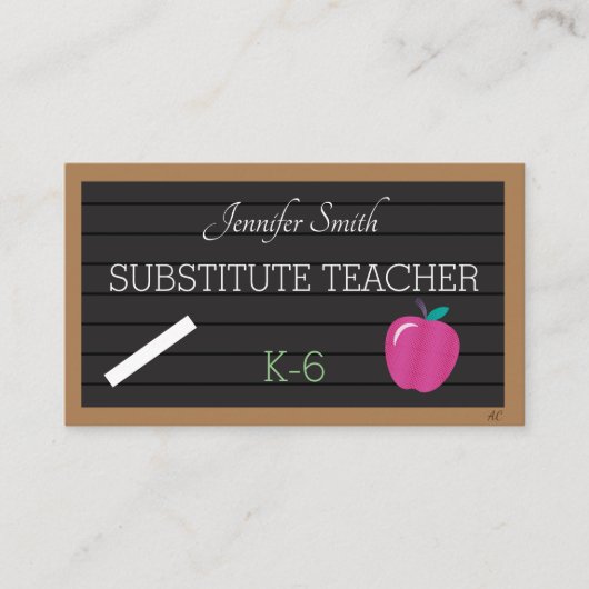 Sub Teacher Letter Board Grote Foto Visitekaartjes (Voorkant)