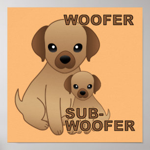 Sub-Woofer Hond Puppy Grappige Poster Bord