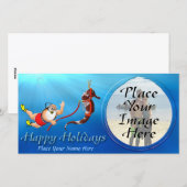 Suba Diving Santa en zeepaardfoto kaart (Voorkant / Achterkant)