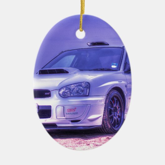 Subaru Impreza WRX STi Spec in het wit Keramisch Ornament (Voorkant)