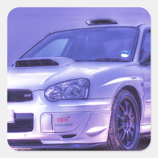 Subaru Impreza WRX STi Spec in het wit Vierkante Sticker (Voorkant)