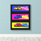 Subaru STi Drift in kleur Canvas Afdruk (Insitu (Houten vloer))