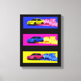 Subaru STi Drift in kleur Canvas Afdruk