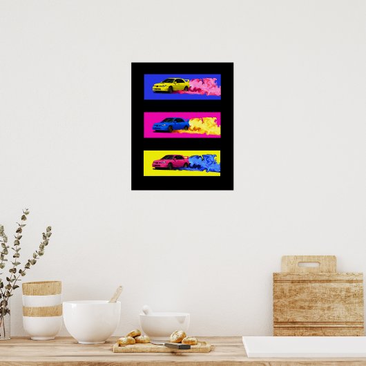 Subaru STi Drift in kleur Poster (Keuken)