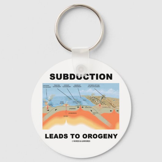 Subductie leidt tot oergenie (geologische Humor) Sleutelhanger (Voorkant)