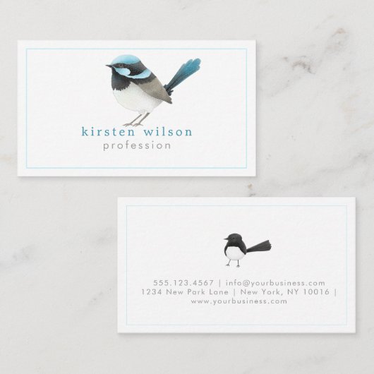 Suberb Fairy Wren Bird - Custom Visitekaartje (Voorkant / Achterkant)