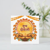 Subh Diwali Marigold Diya Festival van de Lichte B Feestdagenkaart (Staand voorkant)