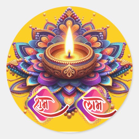 Subh labh ronde sticker (Voorkant)
