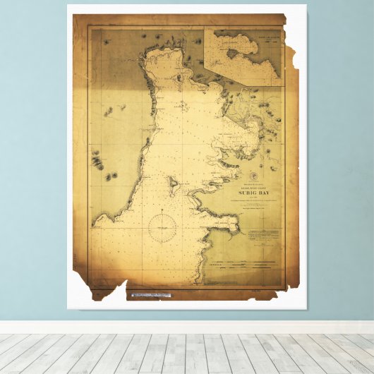 Subig (Subic) Bay Luzon Filipijnen 1902 Map Canvas Afdruk (Insitu (Houten vloer))