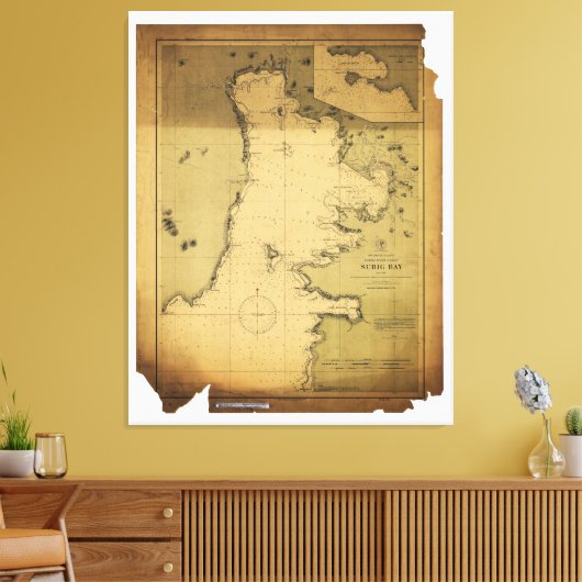 Subig (Subic) Bay Luzon Filipijnen 1902 Map Canvas Afdruk (Insitu (Woonkamer))
