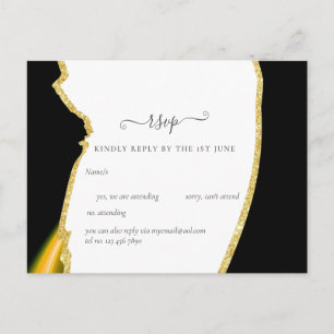 Subliem Zwart Witte Gouden Trouwring Briefkaart