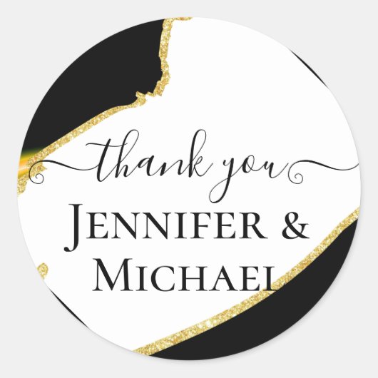 Subliem Zwarte Witte Gouden Trouwring Ronde Sticker (Voorkant)