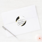 Subliem Zwarte Witte Gouden Trouwring Ronde Sticker (Envelop)