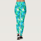 Sublieme Himalaya Poppy Aqua Blue Bloemen Patroon Leggings (Achterkant)
