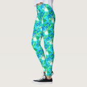 Sublieme Himalaya Poppy Aqua Blue Bloemen Patroon Leggings (Links)