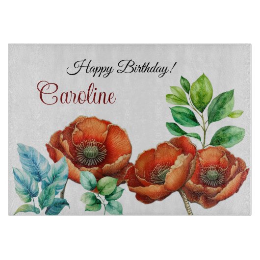 Sublieme Waterverf Bold Red Poppies Snijplank (Voorkant)