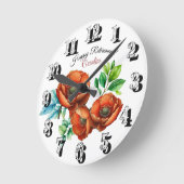 Sublieme Waterverf Red Poppies Happy Retirement Ronde Klok (Hoek)