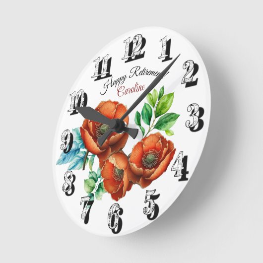 Sublieme Waterverf Red Poppies Happy Retirement Ronde Klok (Hoek)