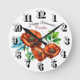 Sublieme Waterverf Red Poppies Happy Retirement Ronde Klok