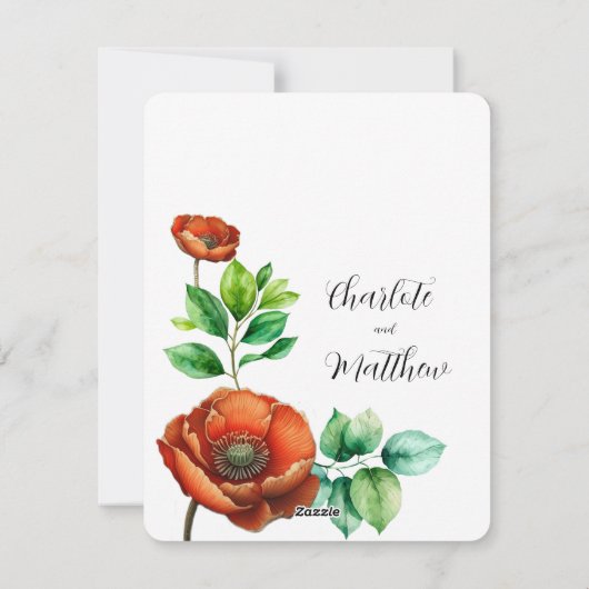 Sublieme Waterverf rode papavers in  stijl Feestdagenkaart (Achterkant)