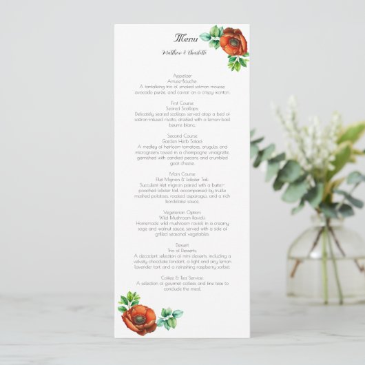 Sublieme Waterverf rode papavers in  stijl Menu (Staand voorkant)