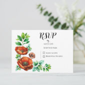 Sublieme Waterverf rode papavers in  stijl RSVP Kaartje (Staand voorkant)