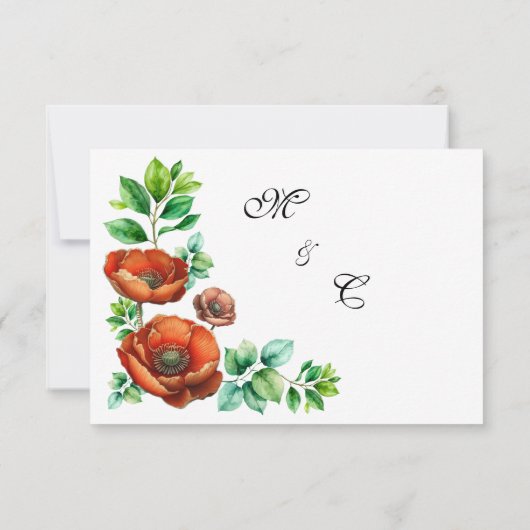 Sublieme Waterverf rode papavers in  stijl RSVP Kaartje (Achterkant)