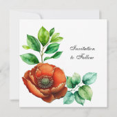 Sublieme Waterverf rode papavers in stijl Save The Date (Achterkant)