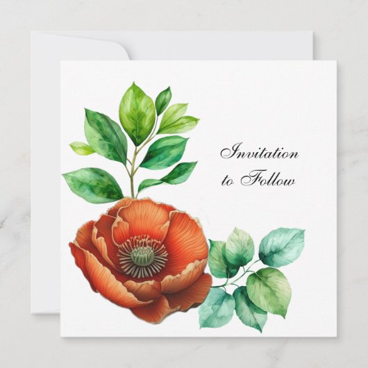 Sublieme Waterverf rode papavers in  stijl Save The Date (Achterkant)