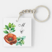 Sublieme Waterverf rode papavers in  stijl Sleutelhanger (Achterkant)