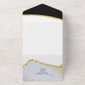 Sublieme Zwarte en Gouden Moderne Bruiloft All In One Uitnodiging (Buitenkant)