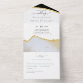 Sublieme Zwarte en Gouden Moderne Bruiloft All In One Uitnodiging (Binnen)