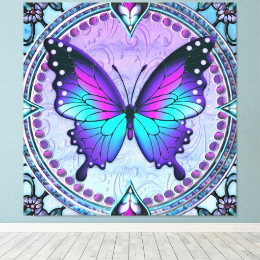 Sublimatie Vlinder met Achtergrond Canvas Afdruk (Insitu (Houten vloer))