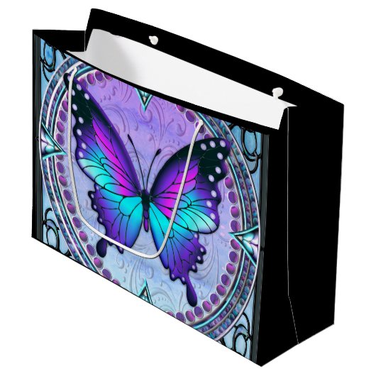 Sublimatie Vlinder met Achtergrond Groot Cadeauzakje (Voorkant Gekanteld)