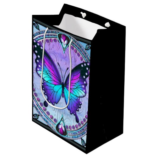 Sublimatie Vlinder met Achtergrond Medium Cadeauzakje (Voorkant Gekanteld)