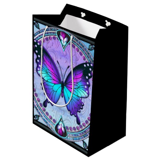 Sublimatie Vlinder met Achtergrond Medium Cadeauzakje (Achterkant Gekanteld)