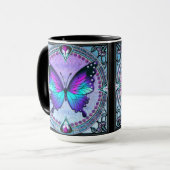 Sublimatie Vlinder met Achtergrond Mok (Voorkant links)