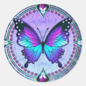 Sublimatie Vlinder met Achtergrond Ronde Sticker (Voorkant)